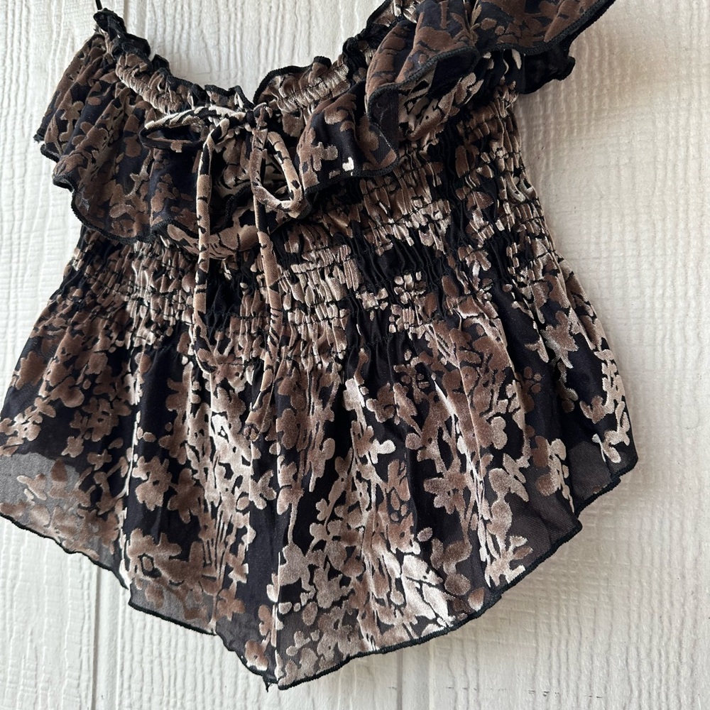 Urban Outfitters Velvet Ruffle Peplum Tube Top - Picture 11 of 11